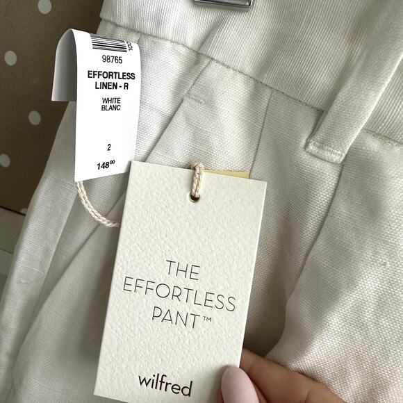 Aritzia Wilfred The Effortless Linen High Waisted Wide Leg Pant White New - Picture 5 of 6